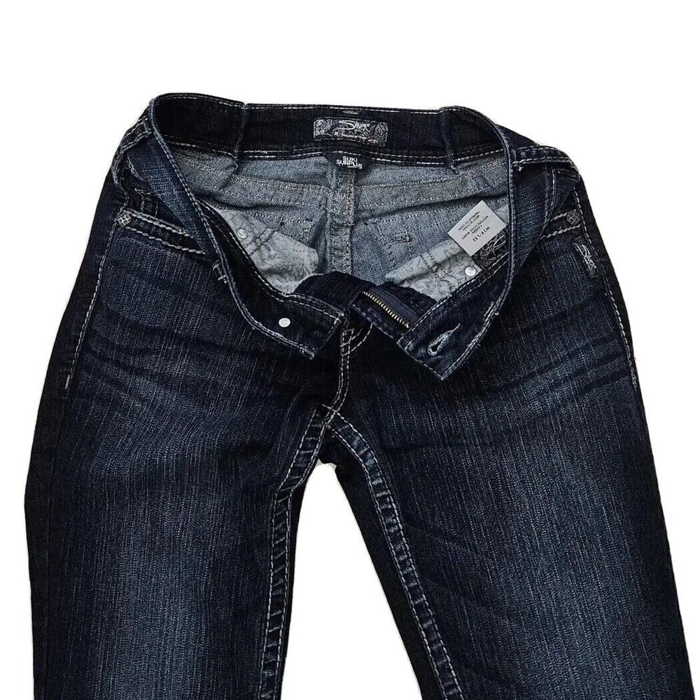 Silver Suki Surplus (Womens 28"x32") Mid Rise Blue Denim Jeans Dark Wash Pants - Picture 3 of 9